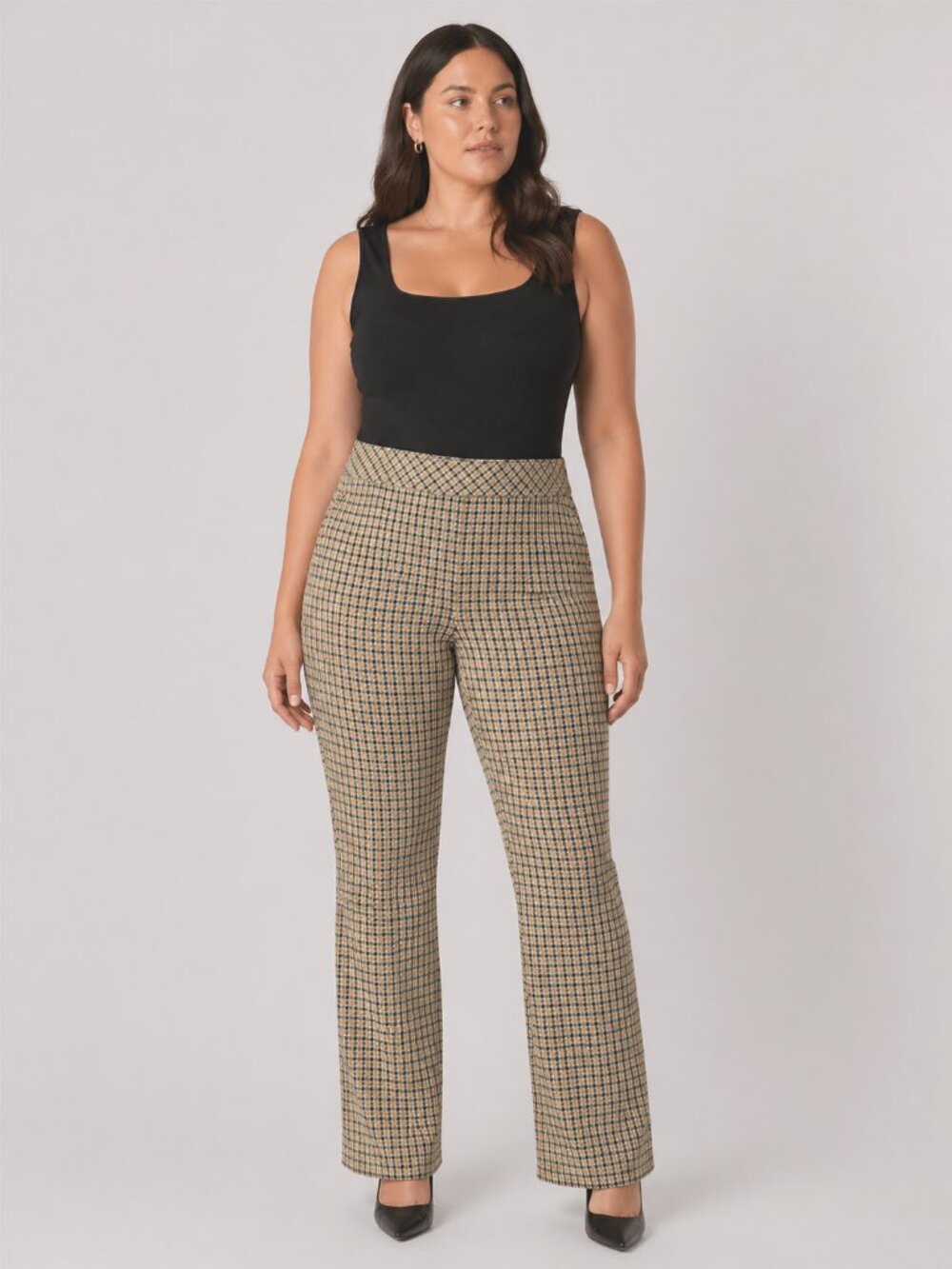 Spanx The Perfect Pant Kick Flare in Dijon Jacquard Houndstooth Large Long Tall